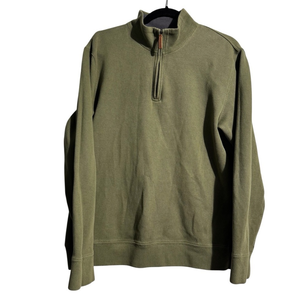 Land’s End 1/4 Zip Sweater | 100% Cotton | Size M/T (38–40) | Olive Green